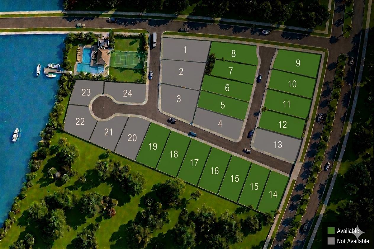 Plano de Portland con los lotes seleccionados señalados como disponibles